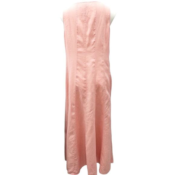 J Jill Linen Flare Sleeveless Maxi Dress Pink Women's Medium - Picture 3 of 5